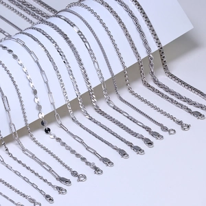 Classic S925 sterling silver Figaro and box chain necklace set for women and men