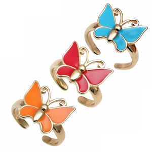 Butterfly Open Ring Colorful Enamel Gold Plated Copper Adjustable Fashion Finger Jewelry Gift For Women Girls