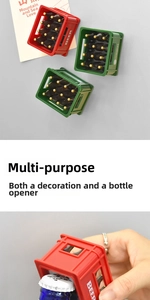 Detail of red beer crate fridge magnet opener opening a glass bottle top
