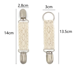Travel hat clip with lace ribbon and silver metal buckle for shawls and cardigans