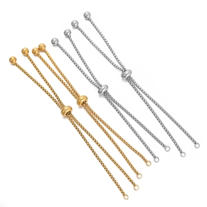 Adjustable stainless steel slider box chains in gold and silver for DIY jewelry making