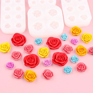 Silikonform-Set für Rosenblüten, ideal für Seife, Kerzen und Fondant in verschiedenen Größen