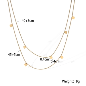 Detailed size specifications of 18K gold-plated double-layer stainless steel necklace
