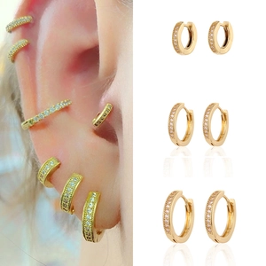 Fashion Copper Full Zirconia Round Hoop Earrings For Women Luxury Gold Silver Plated Circle Huggie Earrings Jewelry Gift