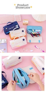 Detailed view of spacious Happy Planet astronaut pencil case with multiple compartments