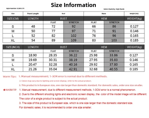 Tableau des tailles pour débardeur Y2K asymétrique moulant en tissu haute élasticité