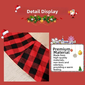 Detail of red and black buffalo plaid fabric with high quality woven texture