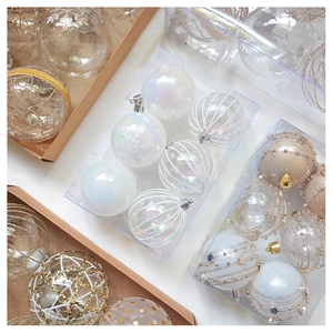 Detail of luxury champagne lace Christmas ornaments with pearls and glitter textures