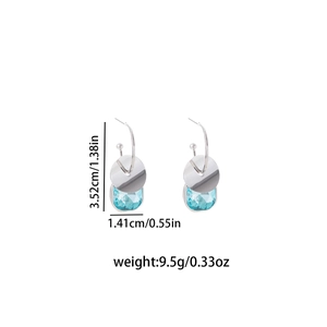 Detailed dimensions of blue gemstone bubble earrings showing 3.52cm height and 1.41cm width