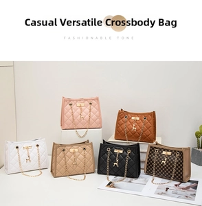 Detailed view of six color variants for the quilted chain shoulder bag with deer charms