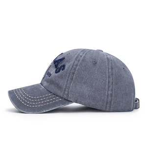 Washed cotton baseball cap with vintage 1987 embroidery and adjustable metal buckle