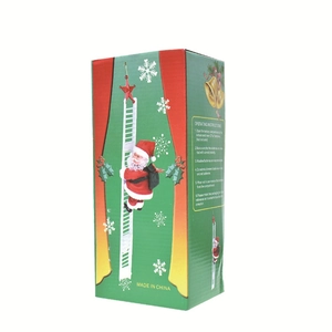 Retail packaging box for musical climbing Santa Claus toy with clear operating instructions