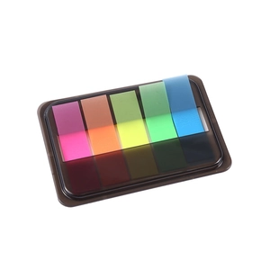 Note adesive trasparenti in PET, 5 colori neon con base di stoccaggio professionale