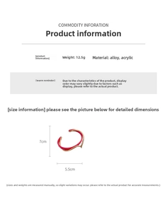 Size chart showing dimensions for a double-layer red acrylic and gold-plated alloy bangle