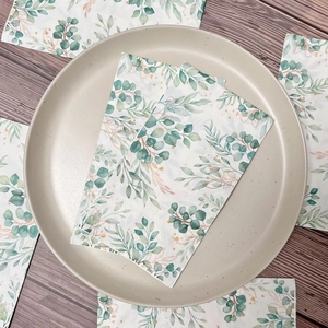 Decorative Printed Paper Napkins 3-Layer Virgin Wood Pulp Botanical Eucalyptus Rabbit Patterns For Wedding Party Daily