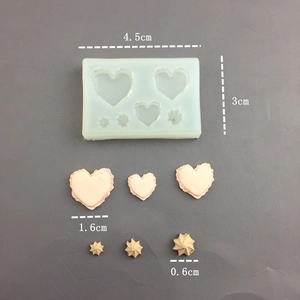 DIY mini silicone mold for resin donuts and cookies with heart and star shaped cavities