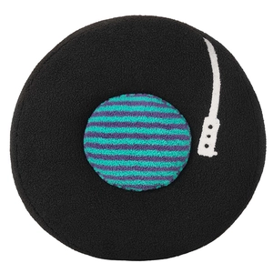 Creative vinyl record round plush pillow made of soft black boucle fabric for home decor