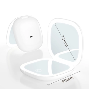 Portable white LED makeup mirror with three-color light and USB-C charging port