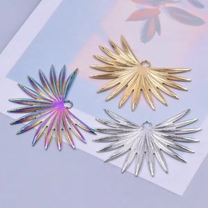 Polished stainless steel leaf charms in gold, silver, and rainbow for DIY jewelry making
