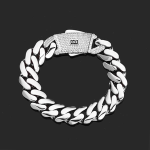 Bracciale a Maglia Cubana Hip Hop Placcato in Oro 14K Rame con Zirconi Catena Streetwear Gioielli per Uomo Donna