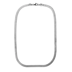 Minimalist 4mm silver stainless steel flat snake bone blade chain necklace for men and women