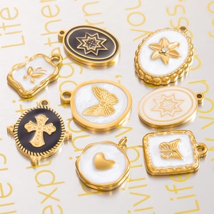 18K Vergoldeter Edelstahl Emaille Anhänger Schmetterling Kreuz Herz Stern Charm Für DIY Schmuckherstellung Armband Halskette
