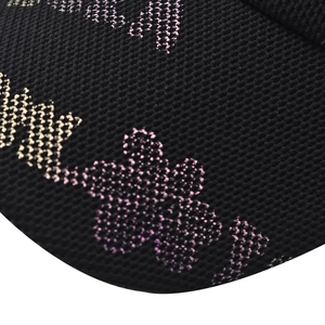Modern breathable mesh cap with vibrant pink sequin lettering and honeycomb texture