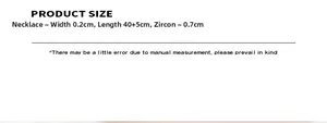 Detailed size chart for gold-plated necklace with zircon dimensions and chain length