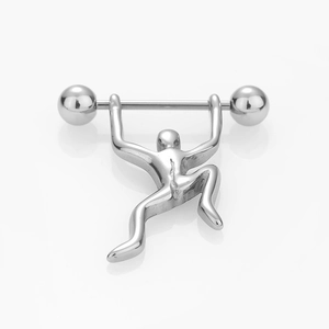 Piercing de téton en acier inoxydable argenté avec design créatif de forme humaine
