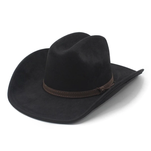 Western Cowboy Hat Suede Polyester Wide Brim Retro Ethnic Style Adjustable Belt Buckle For Men Women