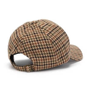 Classic houndstooth baseball cap with adjustable strap and metal buckle, back view