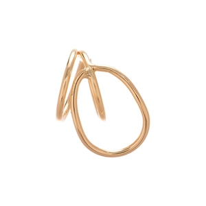 Minimalist double layer geometric ring in golden finish featuring layered circular lines