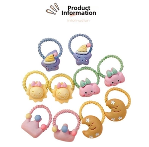 Detail of 10pcs set colorful hair ties with cute resin star and cloud cartoon charms