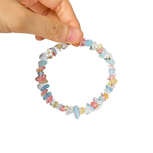 Bracelet à fleurs en pierres naturelles avec quartz rose et citrine pour femmes