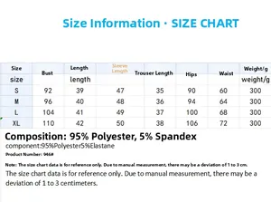 Detailed size guide table for heart bear print loungewear set including S to XL measurements