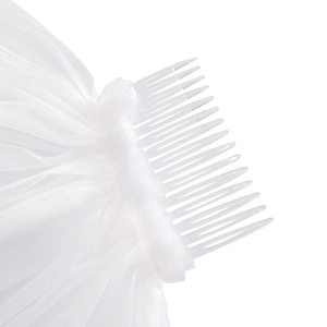 Double-layered white bridal veil with embroidered bride to be lettering and plastic comb
