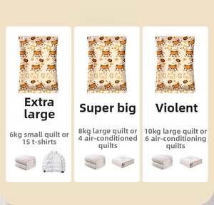 Detailed comparison of three sizes for cartoon panda vacuum storage compression bags