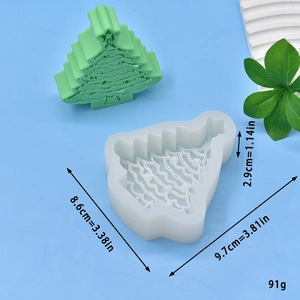 3D Christmas tree silicone mold for DIY candles and soap with size dimensions 91g
