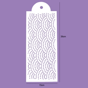 Cake decorating stencil with wave dot pattern showing 39cm by 15cm dimensions