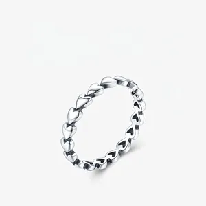 Minimalistischer Herzring 925 Sterlingsilber Hohle Kontinuierliche Herzen Stapelbarer Band Schmuck Für Damen