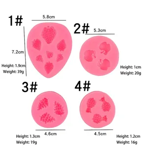Pink fruit silicone molds for fondant cake and DIY crafts in various sizes and weights