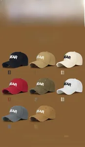 Detailed grid view of NEAR embroidered cotton baseball caps with distressed brim in eight colors