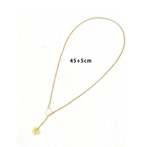 Collier en Y doré avec pendentif cœur et gravure lettre K, longueur 45+5 cm