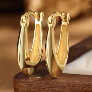 Minimalist 925 sterling silver gold U-shaped hoop earrings with a polished finish