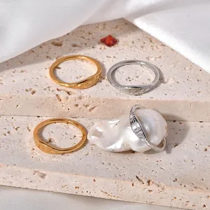 Sunburst Pattern Ring Stainless Steel Minimalist Sun Relief Engraved Band Retro Bohemian Jewelry For Women