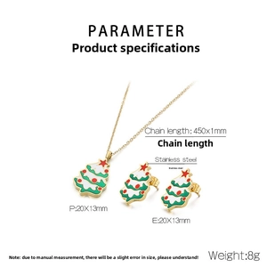 Spécifications du set de bijoux sapin de Noël en acier inoxydable et émail coloré