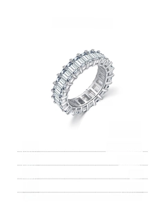 Detail view of 925 sterling silver eternity ring with 6mm width and luxury stones
