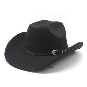 Chapeau De Cow-Boy Occidental À Bord Large Fedora En Feutre Avec Boucle De Ceinture Style Classique Extérieur