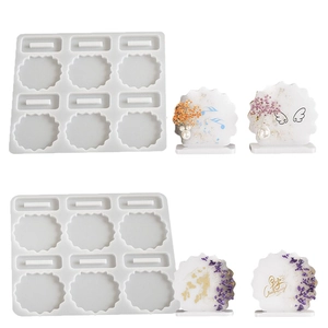 Silicone Mold DIY Resin Photo Frame Coaster Display Stand Irregular Wavy Border Crafting Tool Handmade Home Decor