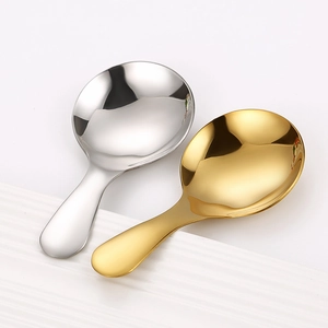 Minimalist short handle stainless steel spoons in gold and silver for dessert and coffee